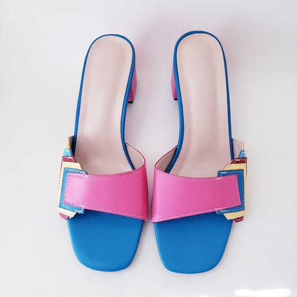 Colorful Color Block Slip-on Sandals - Picture 3 of 15